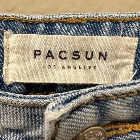 Pacsun Mom Jeans Women's Size 28 High Rise Two Tone Wash Denim Crop‎ Frayed  Y2K - Picture 8 of 8